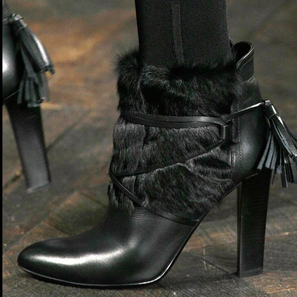 Ralph Lauren purple label shearling tassel booties 2013 runway